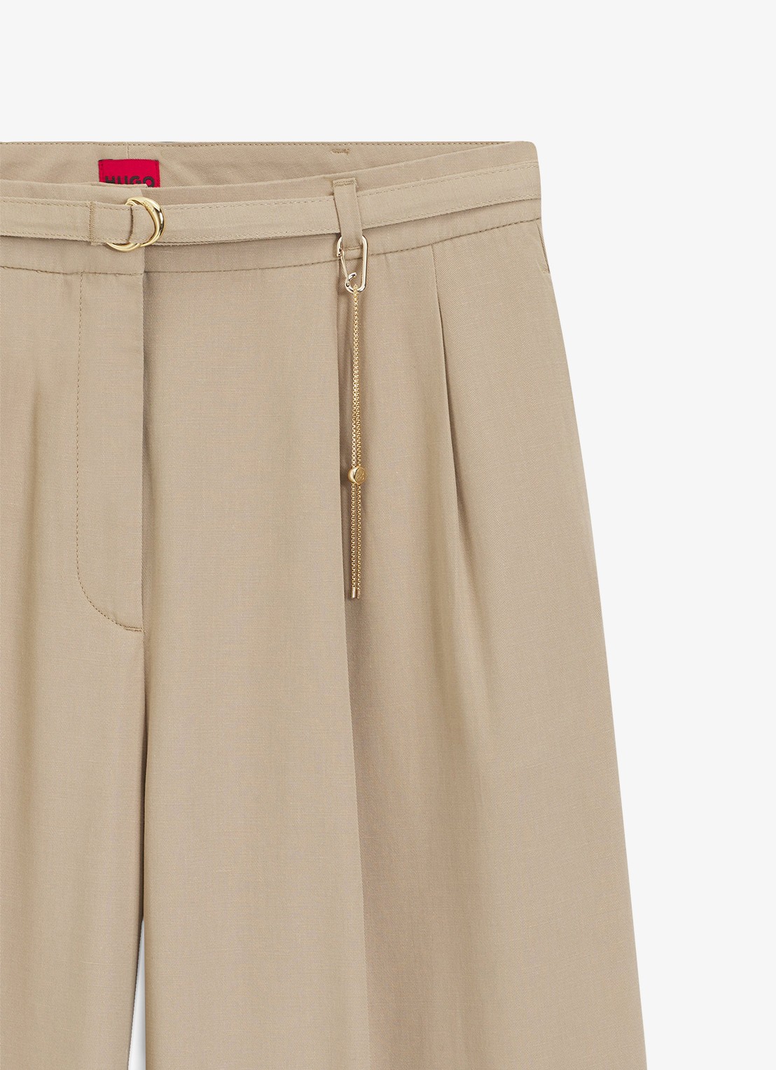HUGO Henesa high waist straight fit pantalon met steekzakken - detail 6 light/pastel brown-232 / bruin