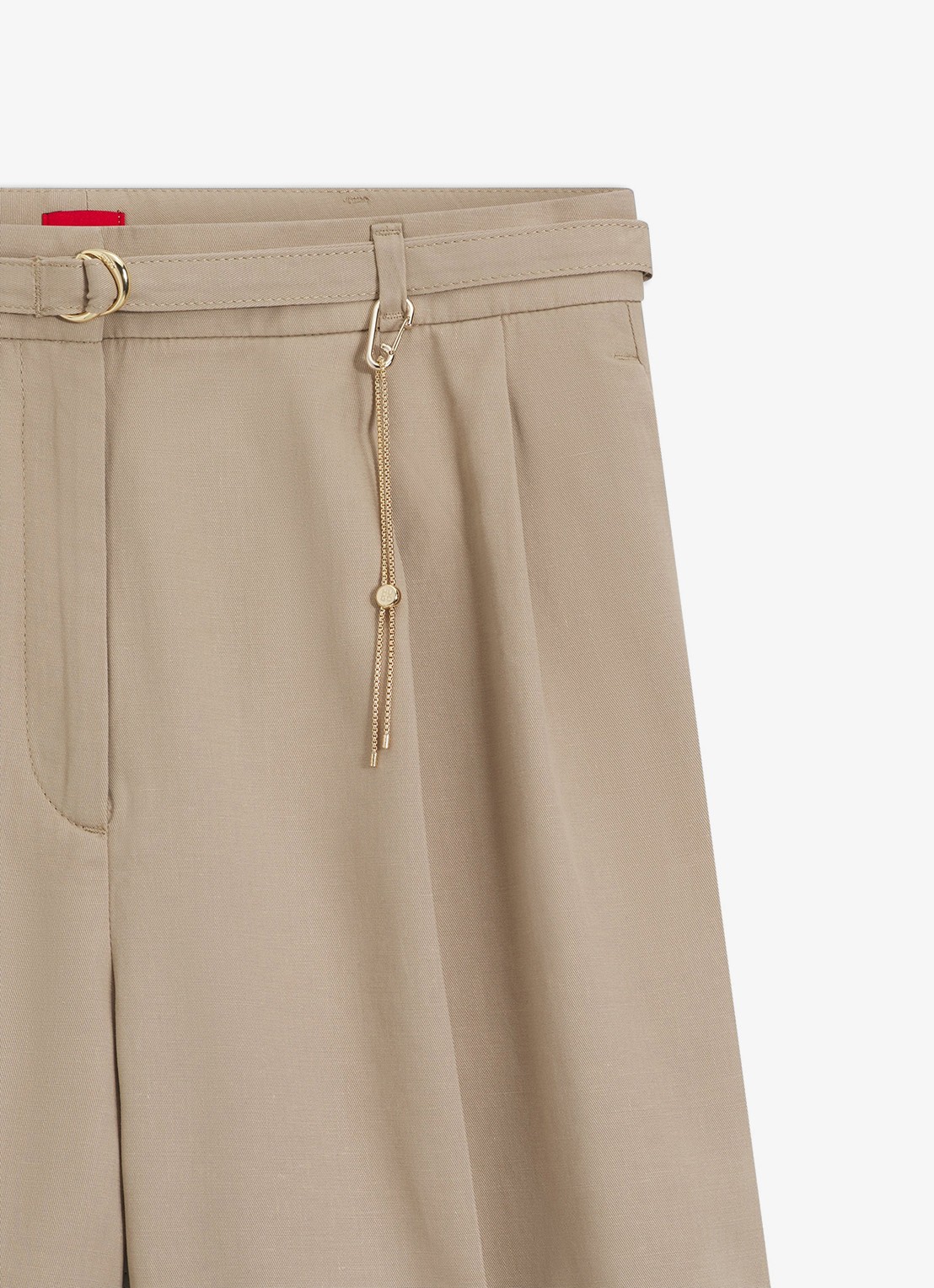 HUGO Henisea high waist wide fit korte broek met kettingdetail - detail 6 light/pastel brown-232 / bruin