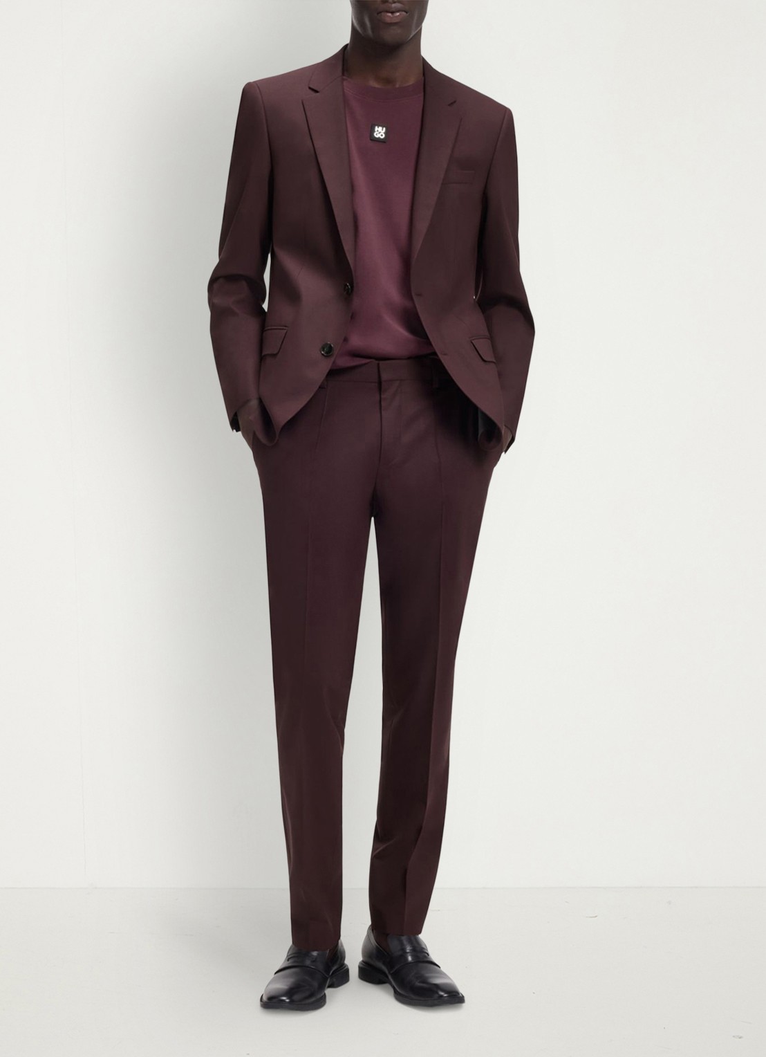HUGO Henry/Getlin232X slim fit 2-delig pak in wolblend - detail 4 open brown-249