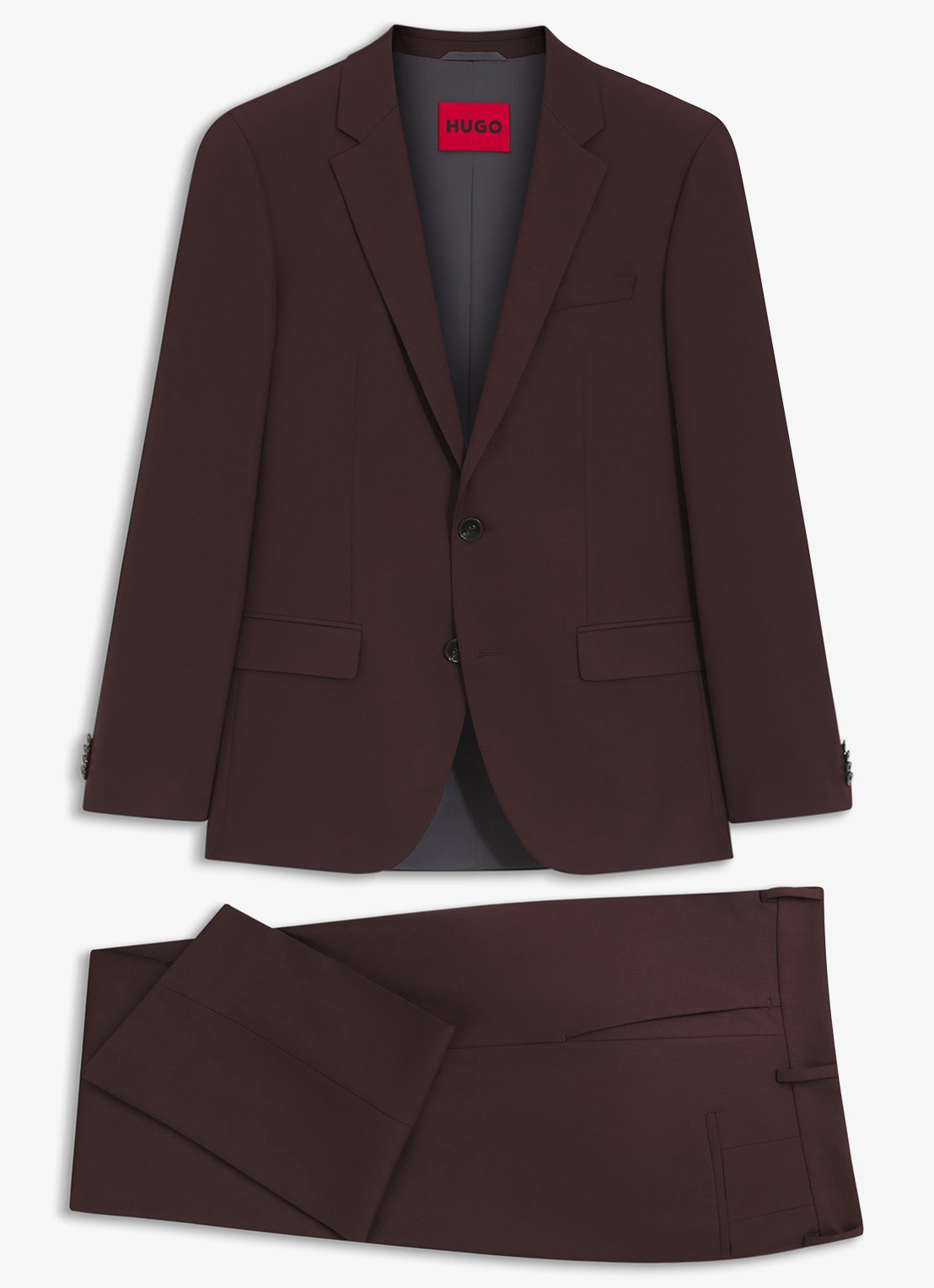 HUGO Henry/Getlin232X slim fit 2-delig pak in wolblend - voorkant open brown-249