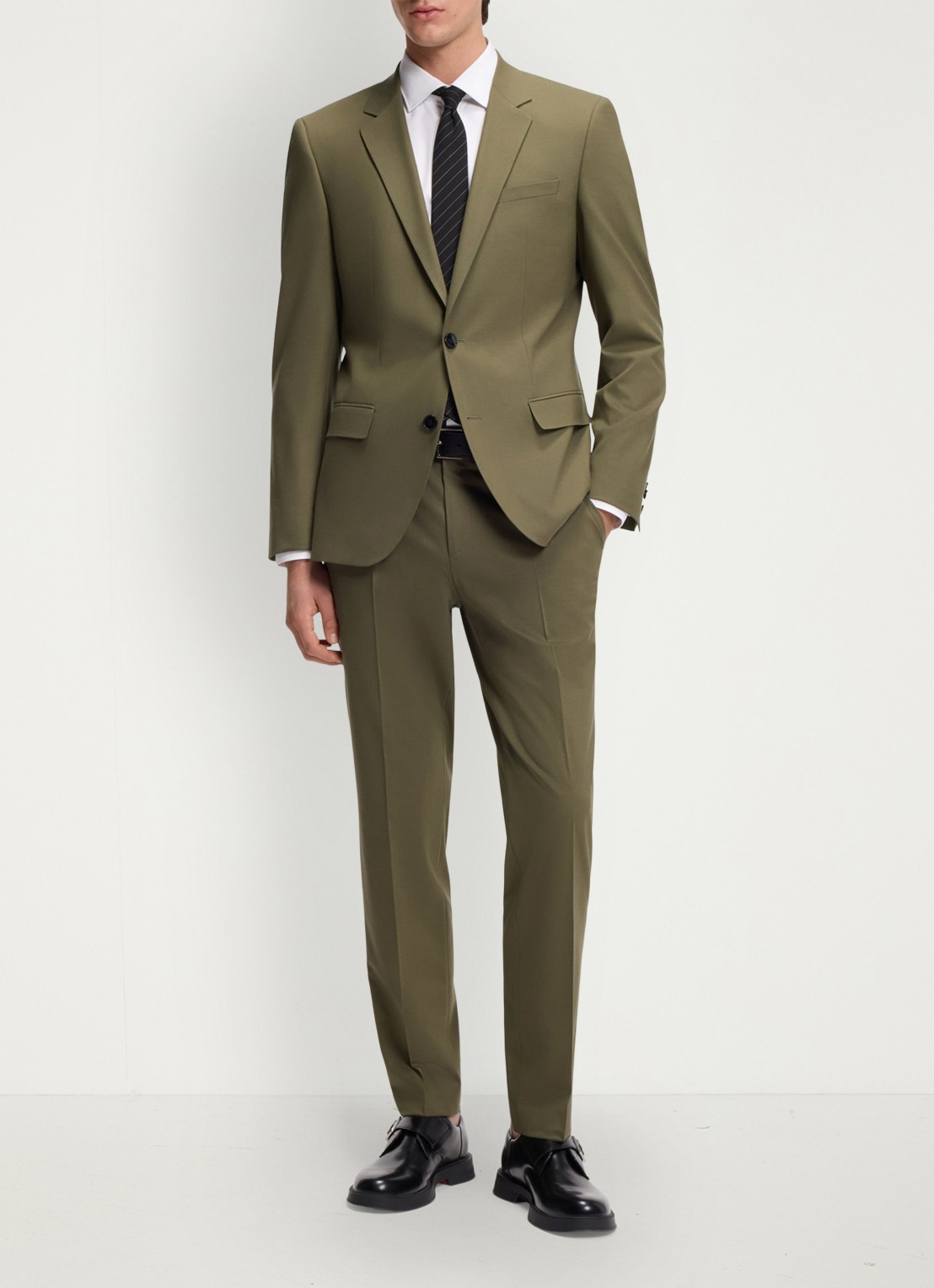 HUGO Henry/Getlin232X slim fit 2-delig pak in wolblend - detail 4 groen