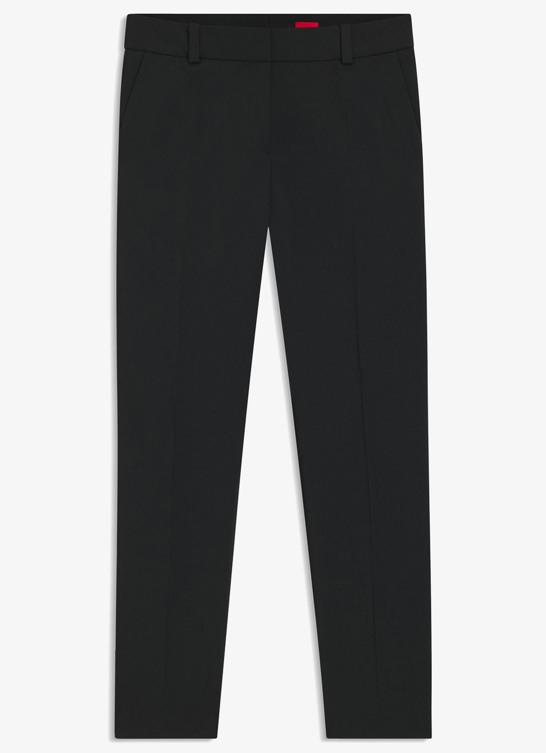 HUGO Hetana mid waist slim fit pantalon in wolblend met steekzakken - voorkant 5 zwart