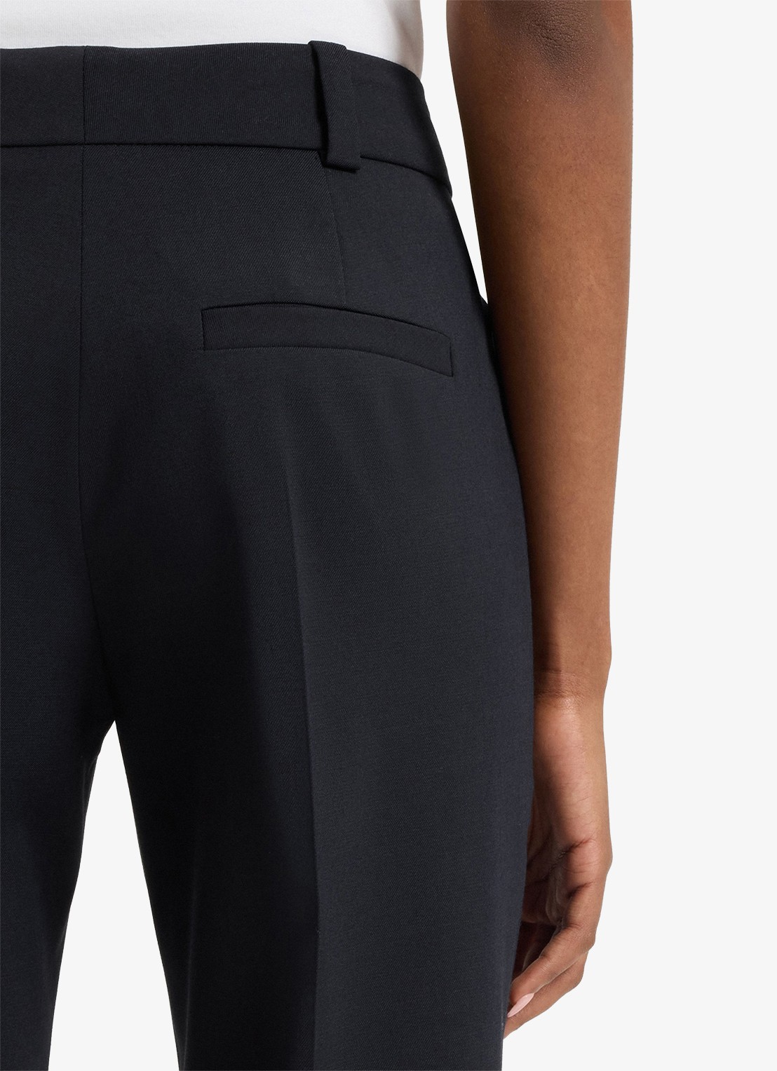 HUGO Hetana mid waist slim fit pantalon in wolblend met steekzakken - detail 2 donkerblauw