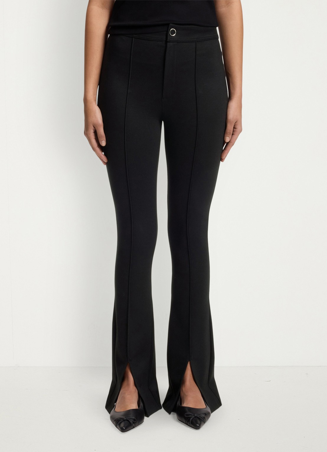 HUGO High waist flared fit pantalon met steekzakken - detail 3 zwart