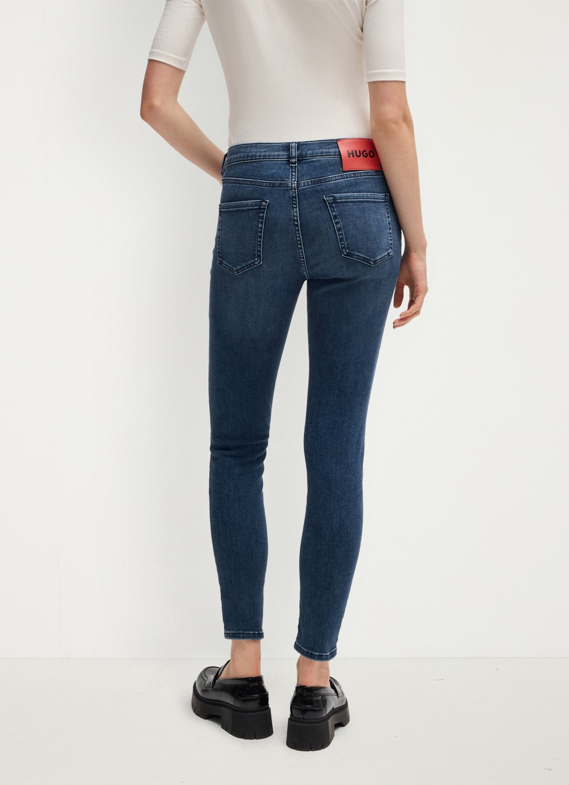 HUGO High waist skinny cropped jeans met medium wassing - detail 4 indigo