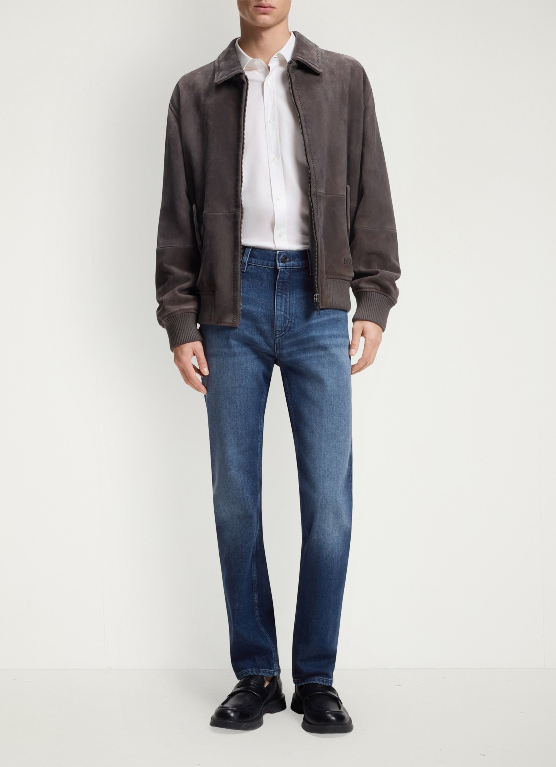 HUGO High waist slim fit jeans in katoenblend - voorkant 2 denim