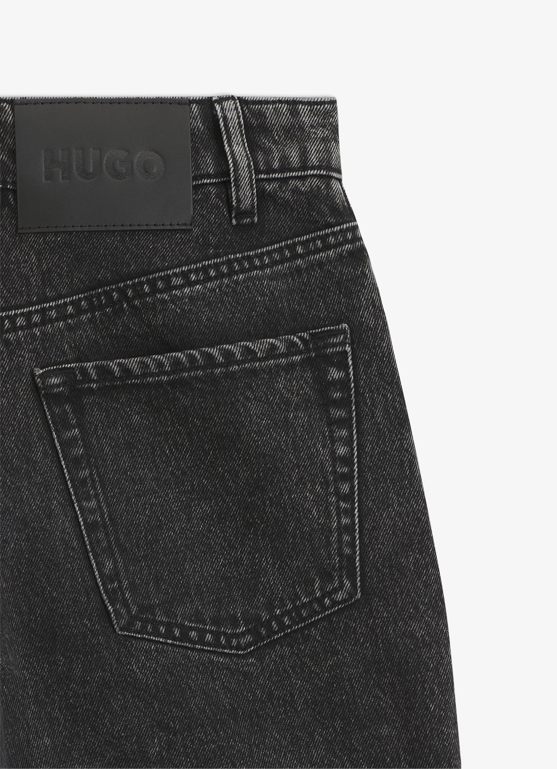 HUGO High waist straight fit jeans met donkere wassing - detail medium grey-035 / grijs