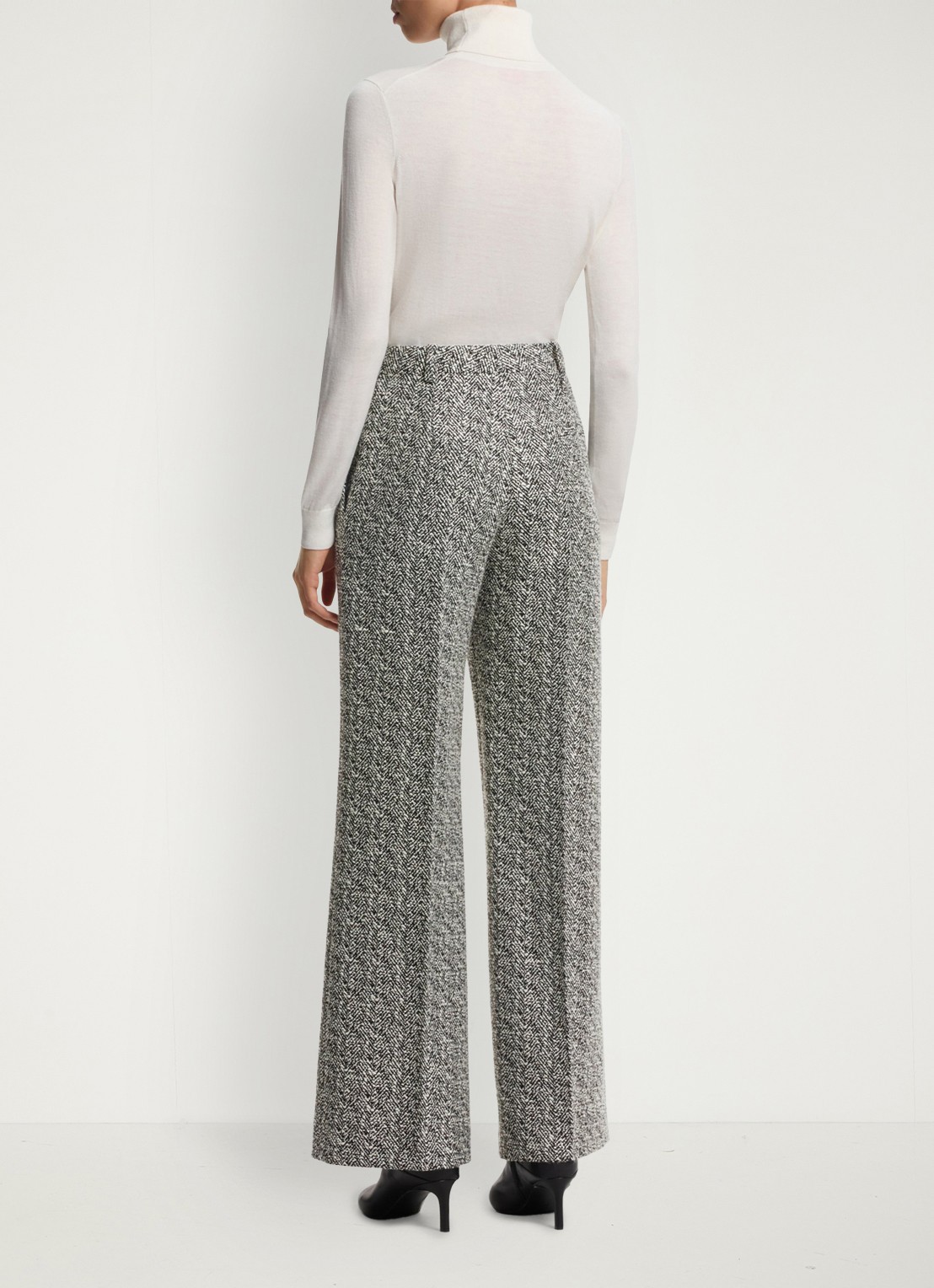 HUGO High waist straight fit pantalon met steekzakken  - achterkant 3 middengrijs