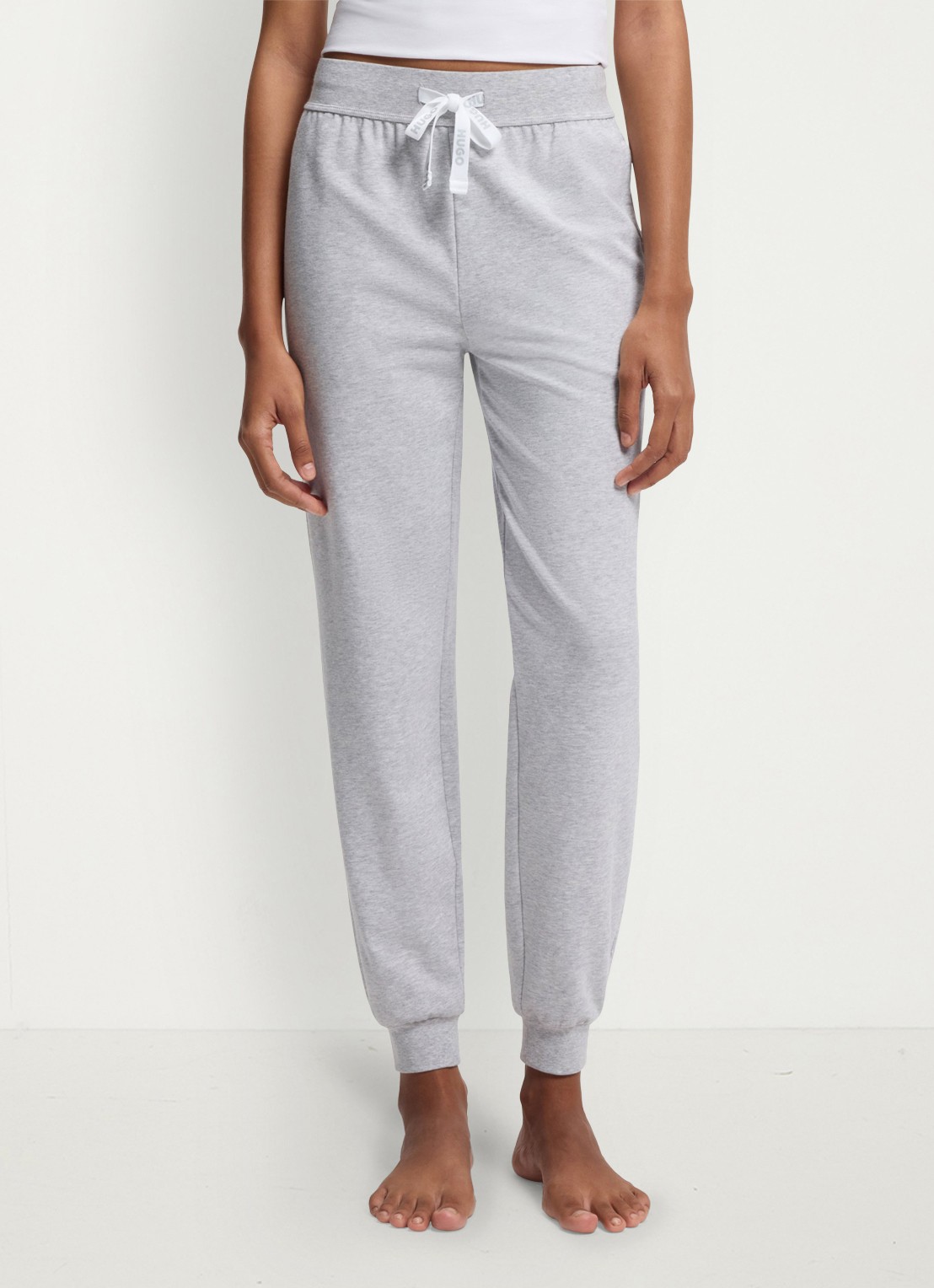 HUGO High waist tapered fit joggingbroek met logo - detail 2 grijs