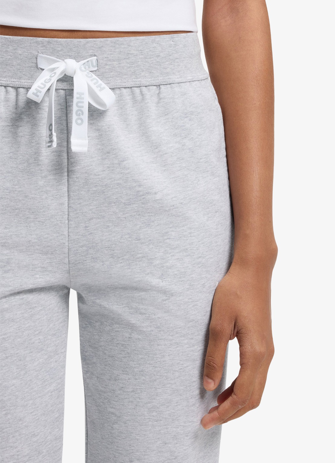 HUGO High waist tapered fit joggingbroek met logo - detail 3 grijs