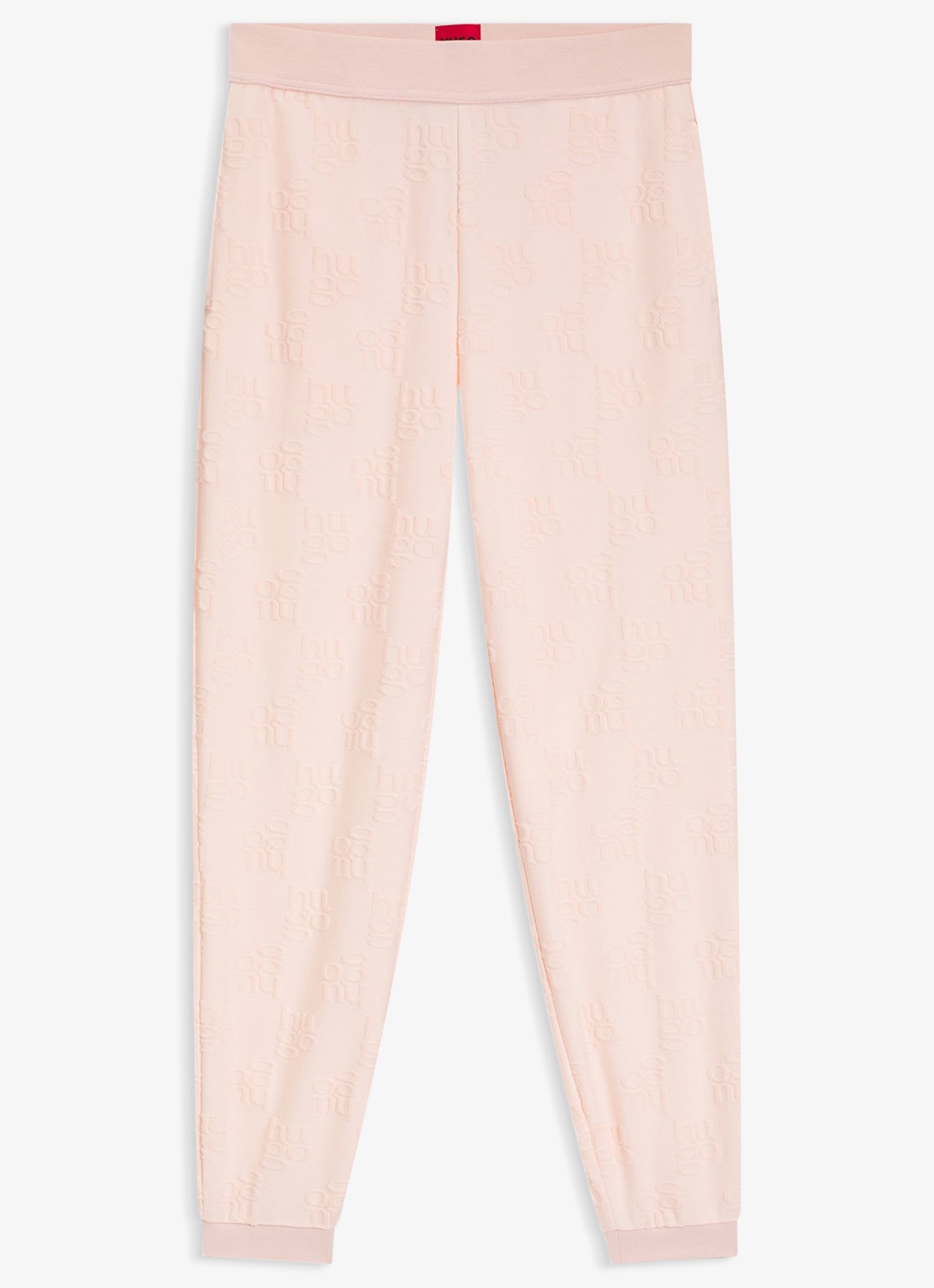 HUGO High waist tapered fit joggingbroek met logoborduring - voorkant 4 light /pastel pink-688 / roze