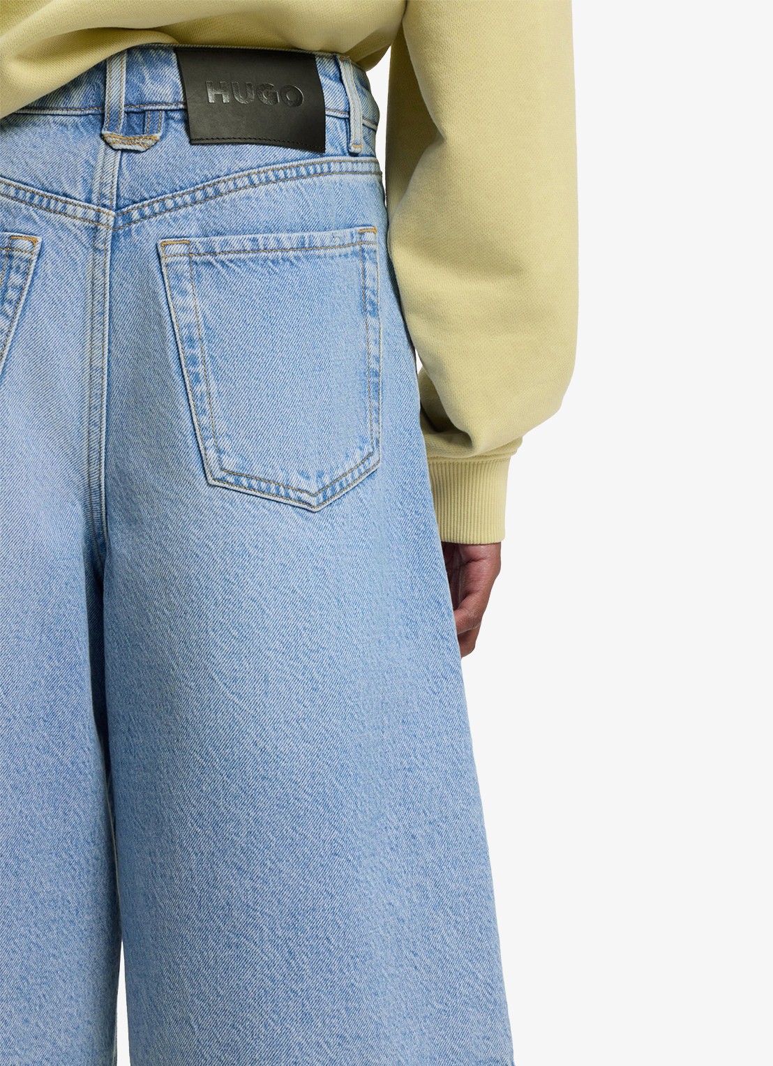 HUGO High waist wide fit korte broek van denim - detail 3 denim