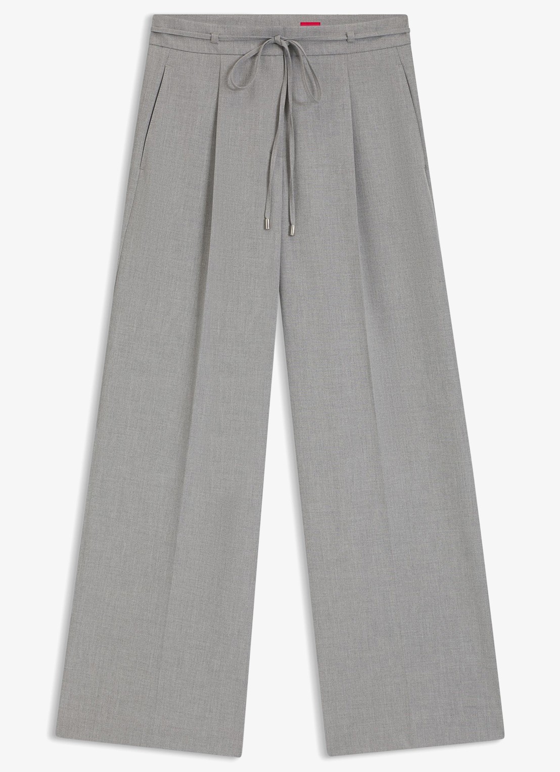 HUGO High waist wide fit pantalon met gemêleerd dessin - voorkant grijs