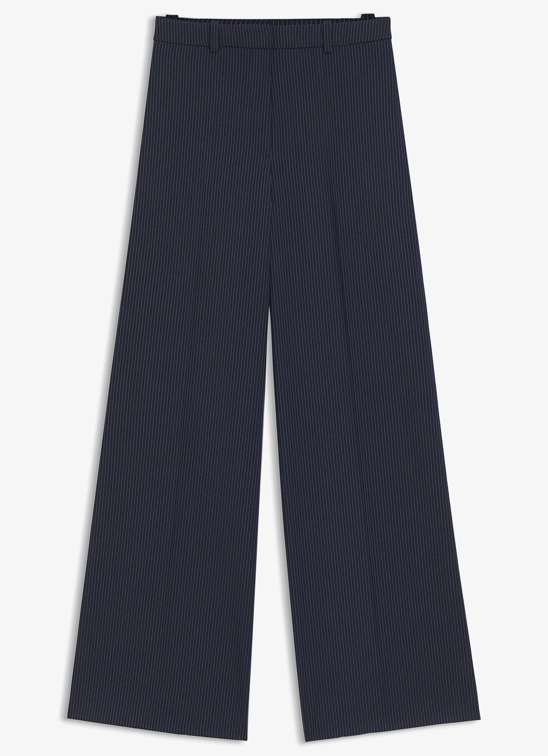 HUGO High waist wide fit pantalon met krijtstreep - voorkant 5 donkerblauw