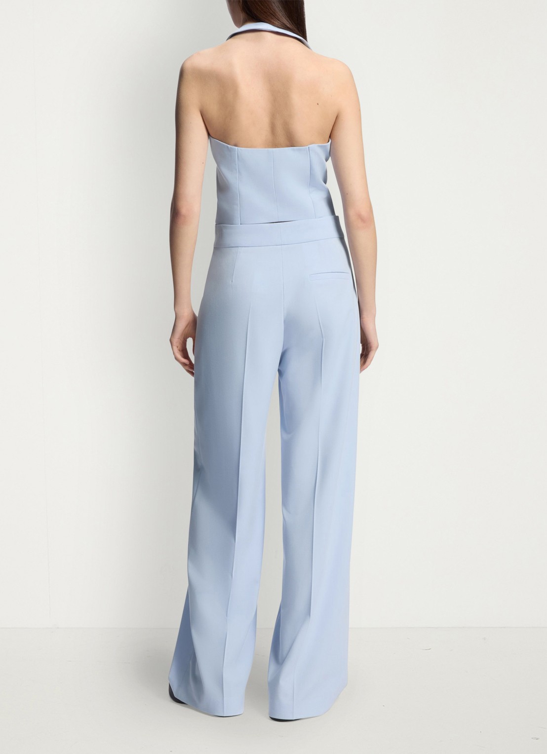 HUGO High waist wide fit pantalon met paspelzak - achterkant open blue-476 / blauw