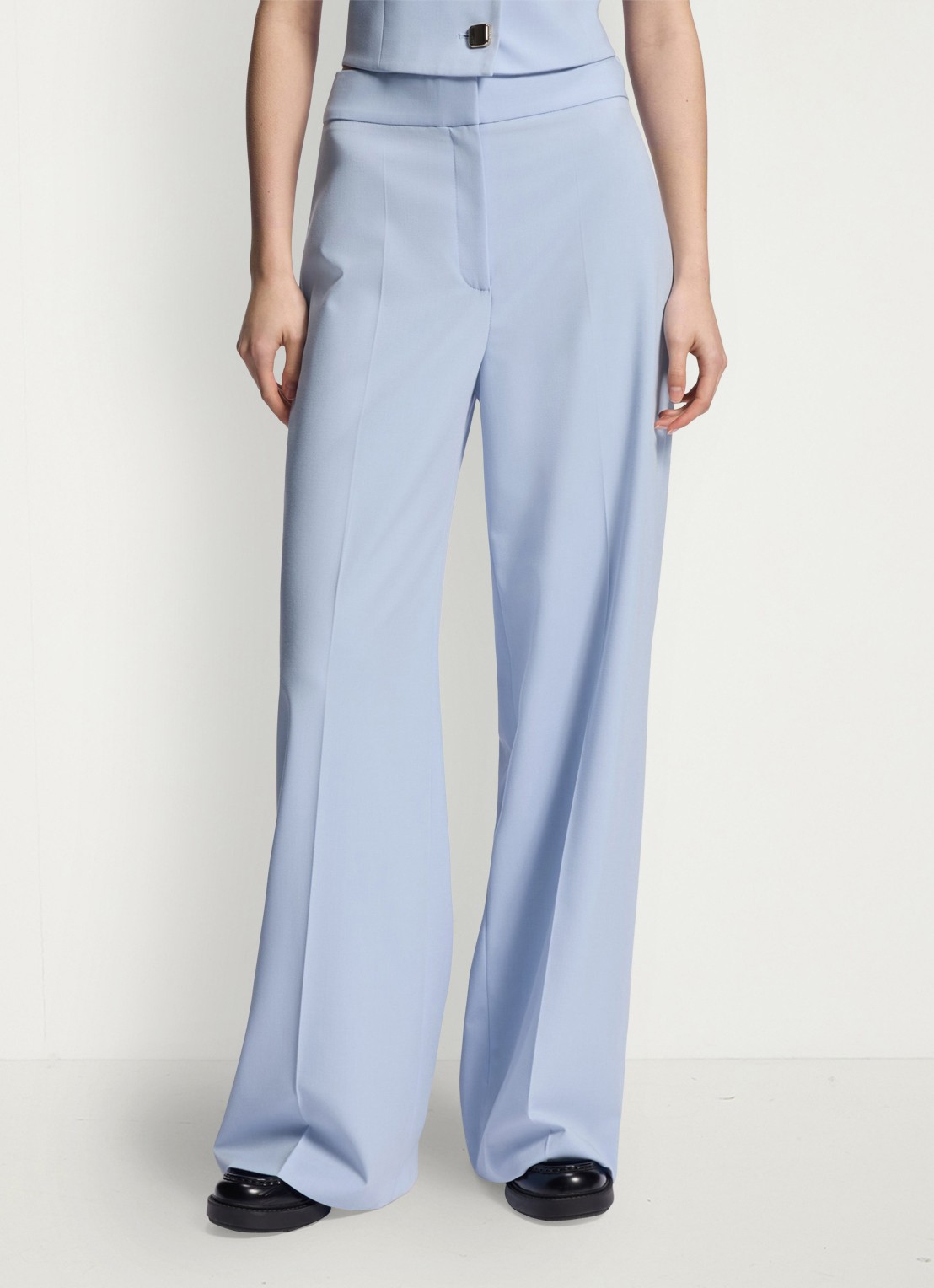 HUGO High waist wide fit pantalon met paspelzak - detail 4 open blue-476 / blauw