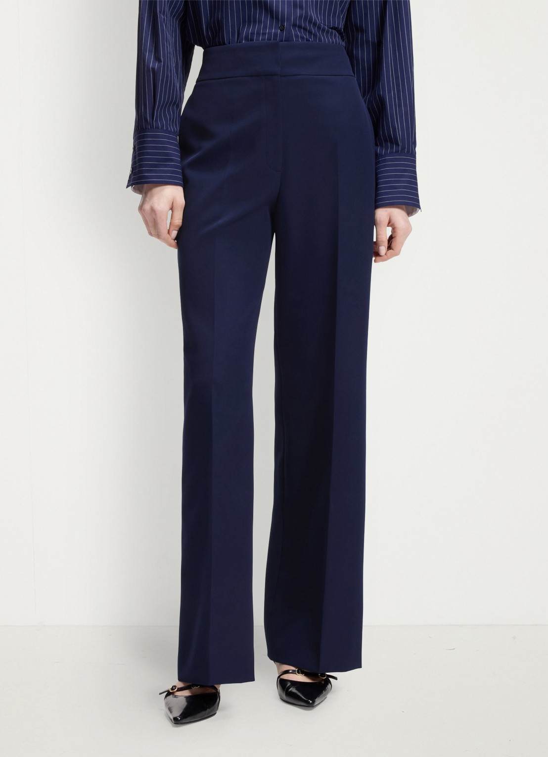 HUGO High waist wide fit pantalon met steekzakken - detail 3 donkerblauw
