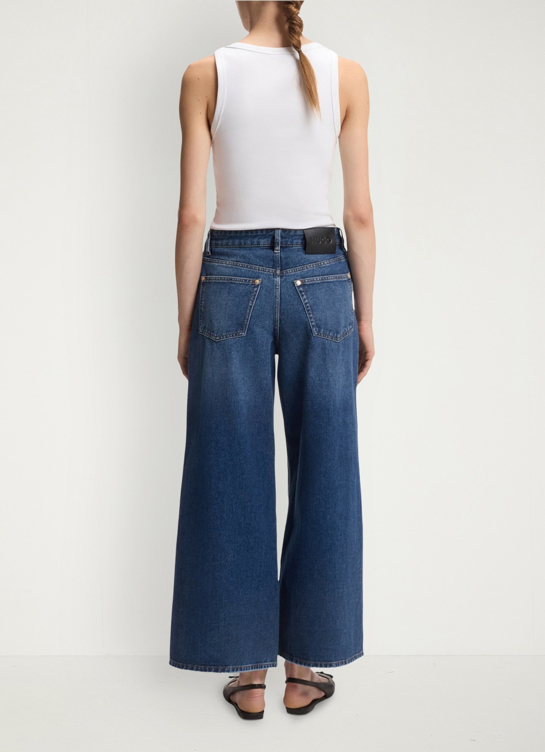 HUGO High waist wide leg jeans met steekzakken - achterkant indigo