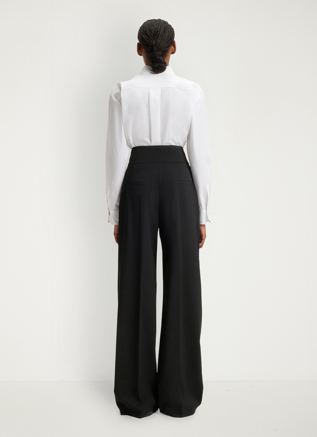 HUGO Himia high waist straight fit pantalon in wolblend met steekzakken - detail 2 zwart