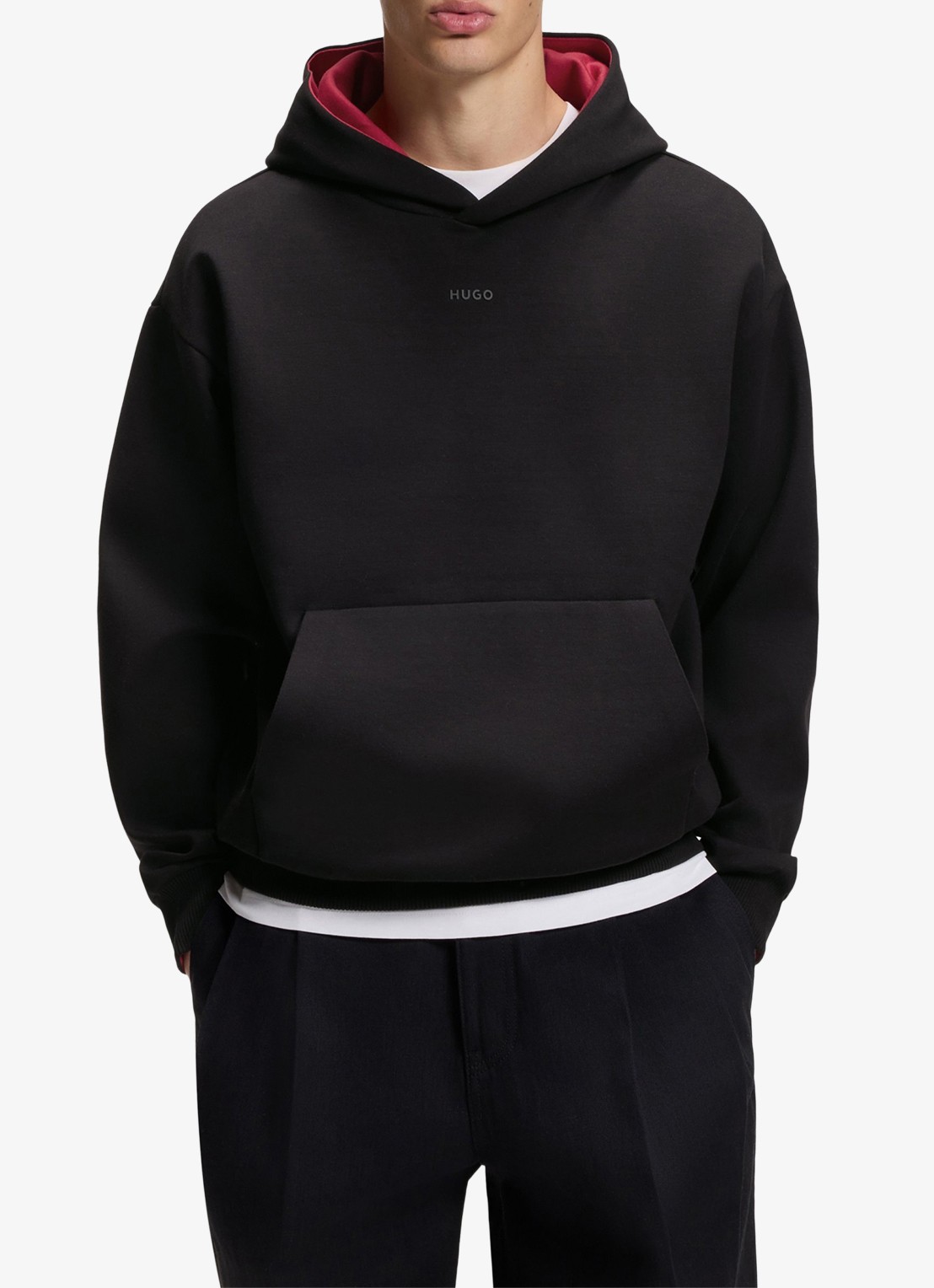 HUGO Hoodie met capuchon en logo - detail black-001