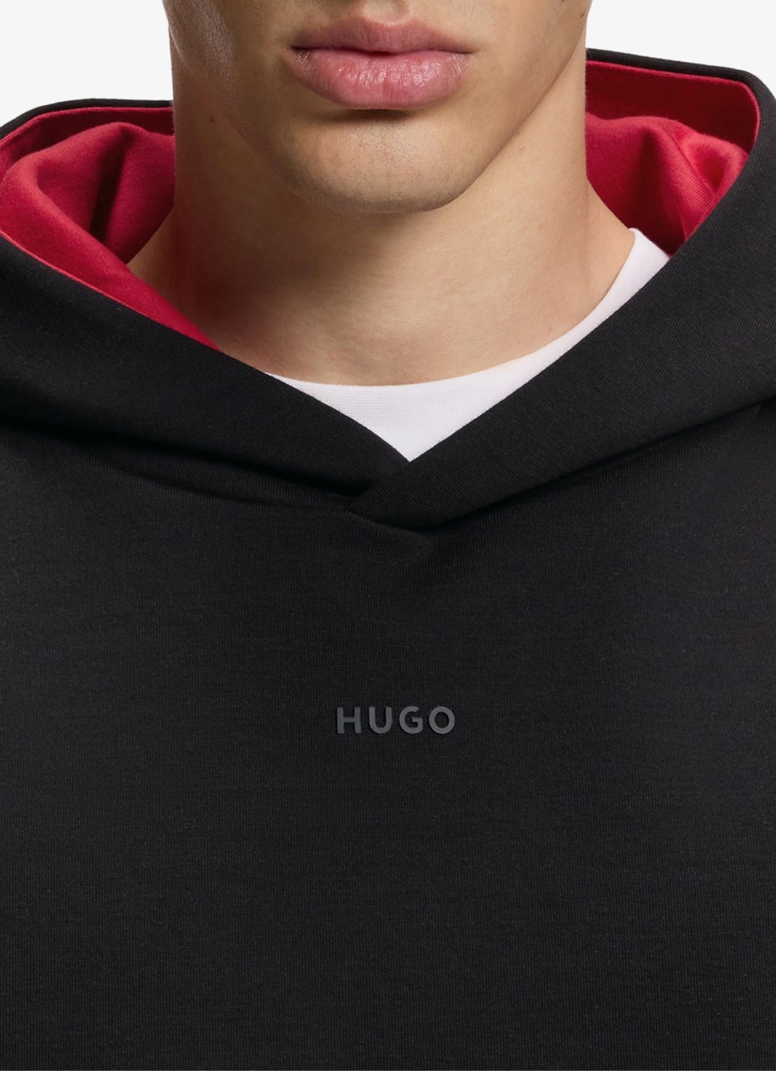 HUGO Hoodie met capuchon en logo - detail 2 black-001