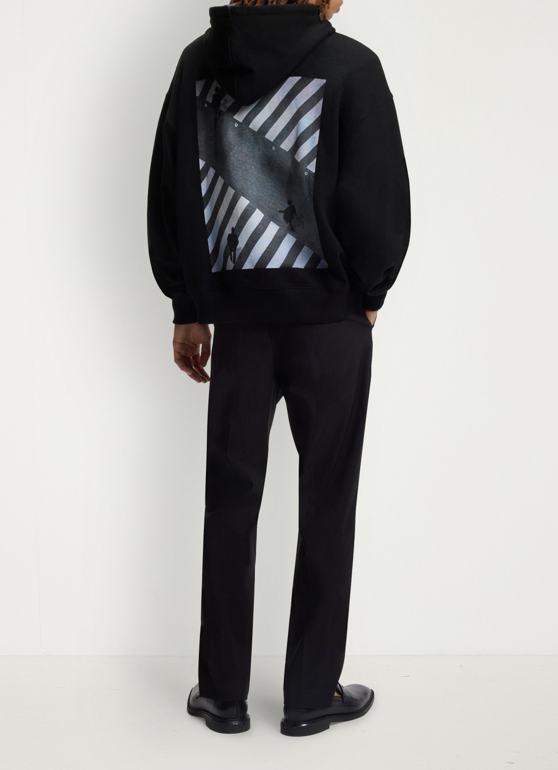 HUGO Hoodie met logo- en backprint - achterkant zwart