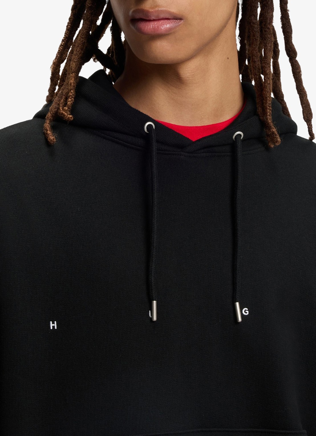 HUGO Hoodie met logo- en backprint - detail 5 zwart