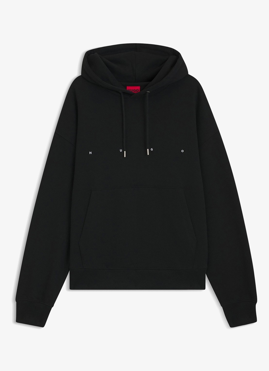 HUGO Hoodie met logo- en backprint - voorkant 2 zwart