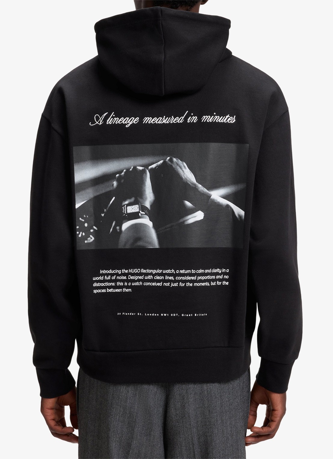 HUGO Hoodie met logo- en backprint  - detail 5 zwart