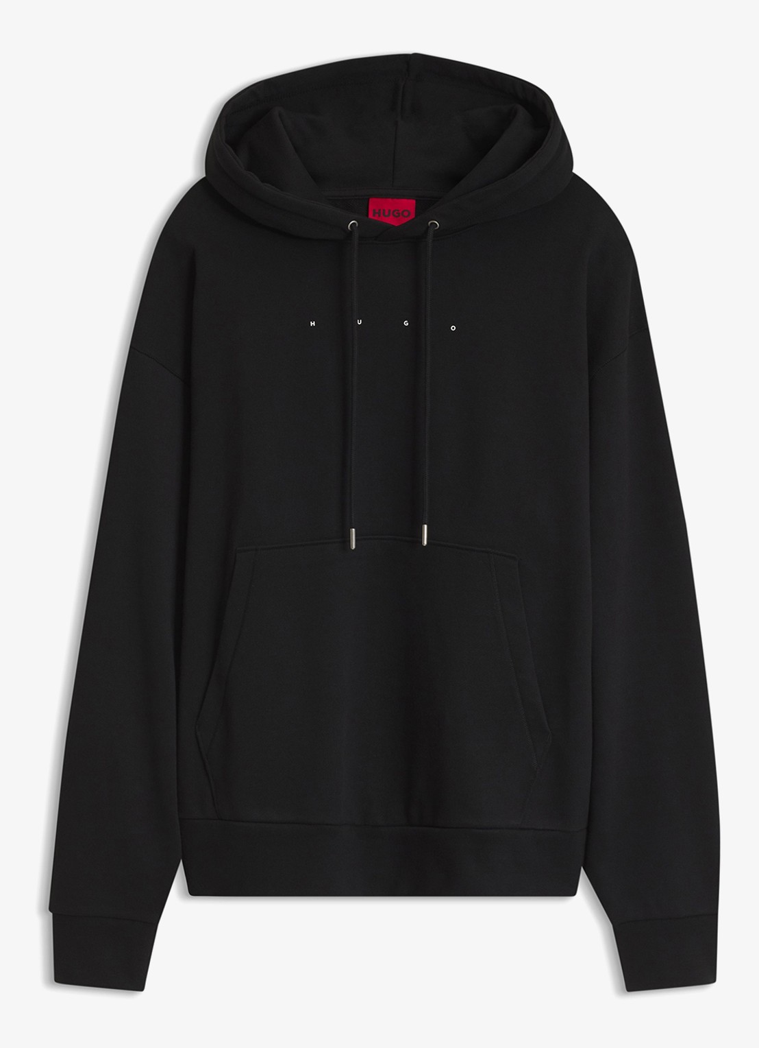 HUGO Hoodie met logo- en backprint  - voorkant zwart