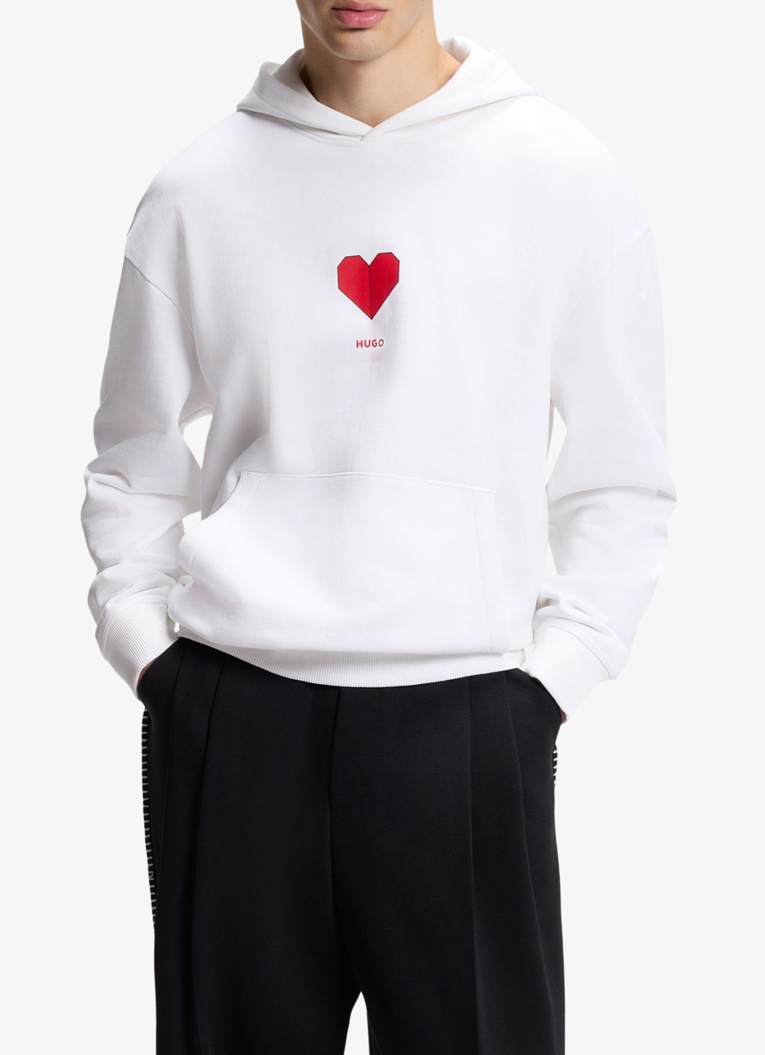 HUGO Hoodie met logo - detail 3 wit