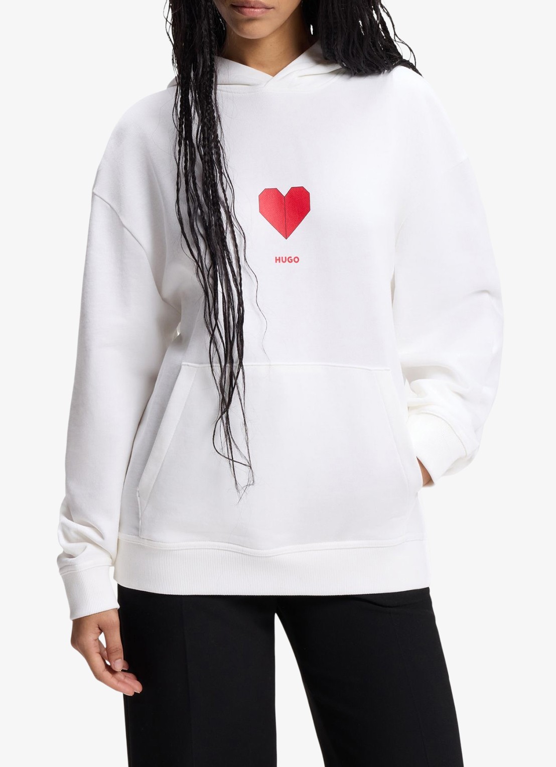 HUGO Hoodie met logo - detail 4 wit