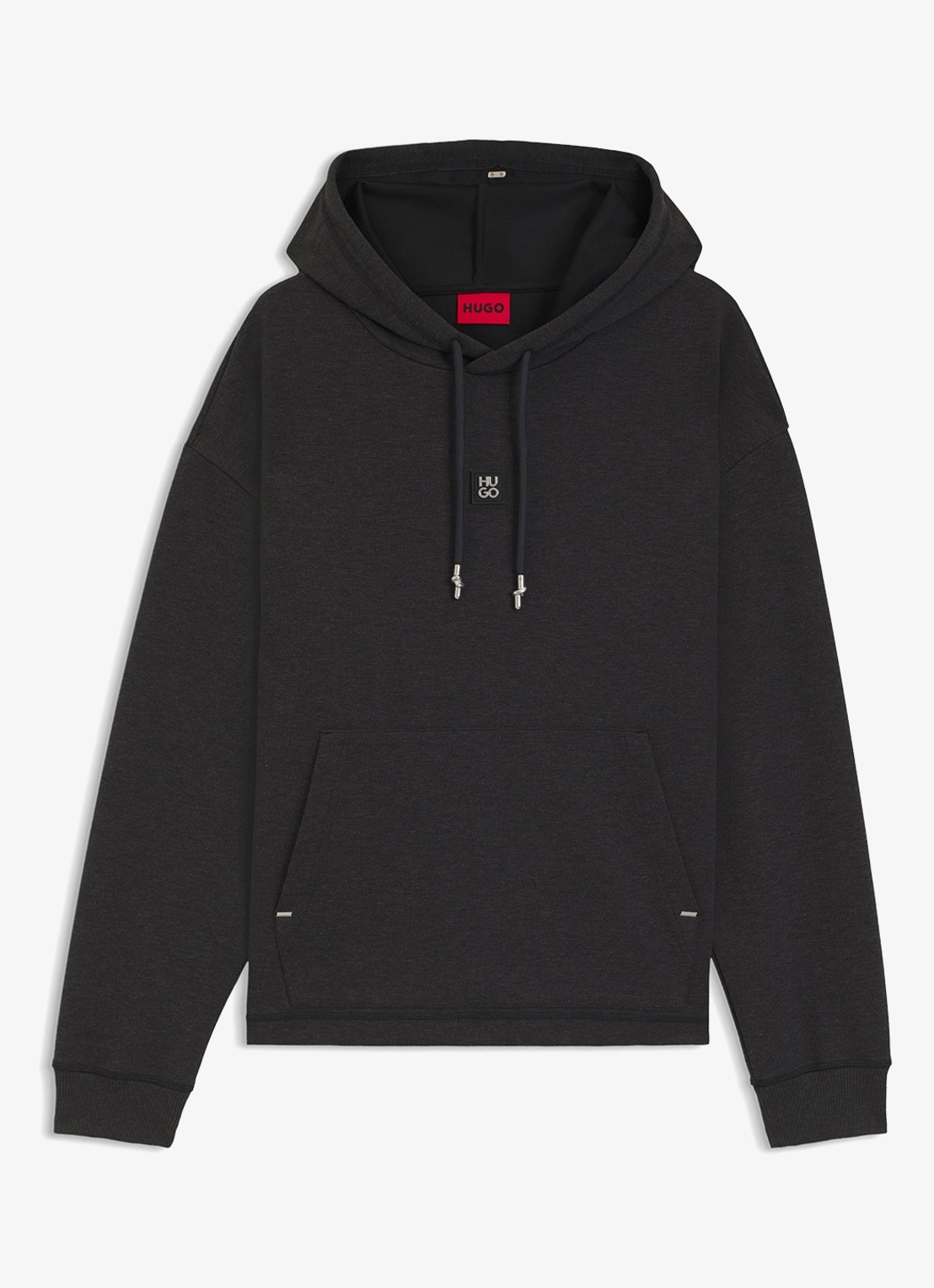 HUGO Hoodie met logo - voorkant donkergrijs