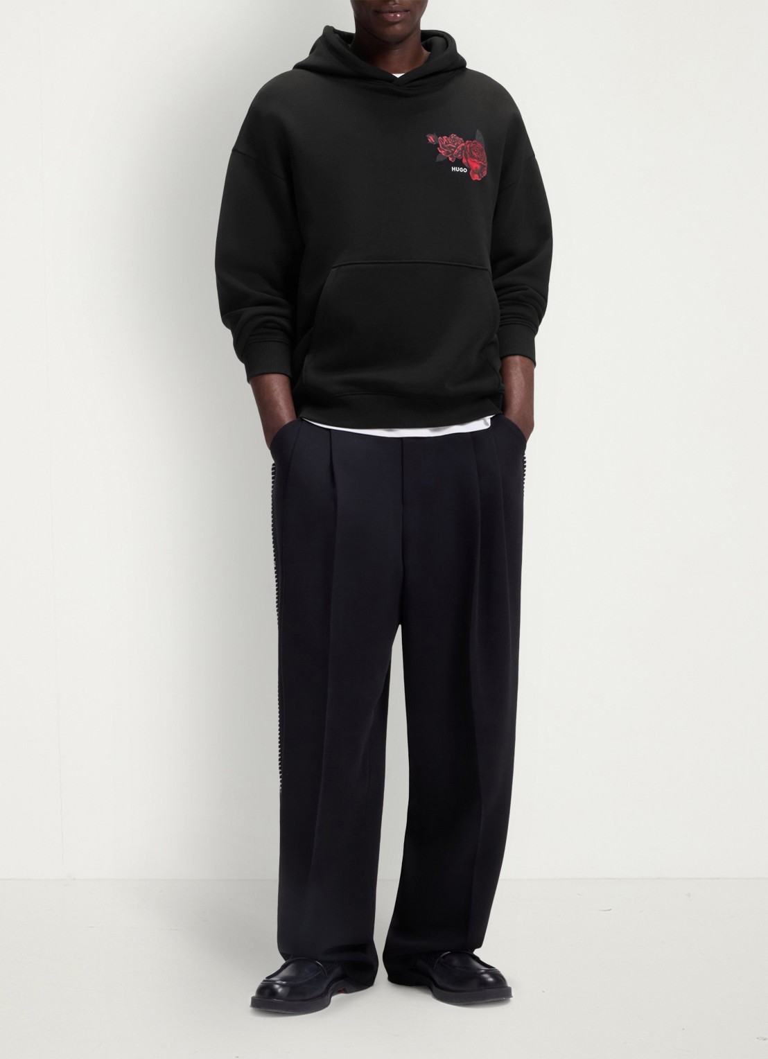 HUGO Hoodie met print - voorkant 5 zwart