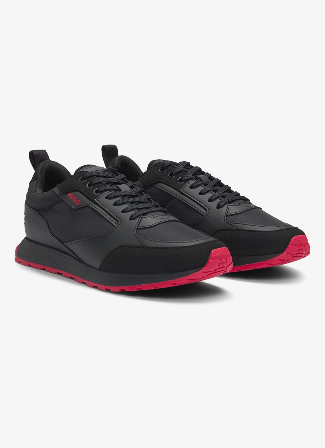 HUGO Icelin Runn sneaker met suède details - detail 2 zwart