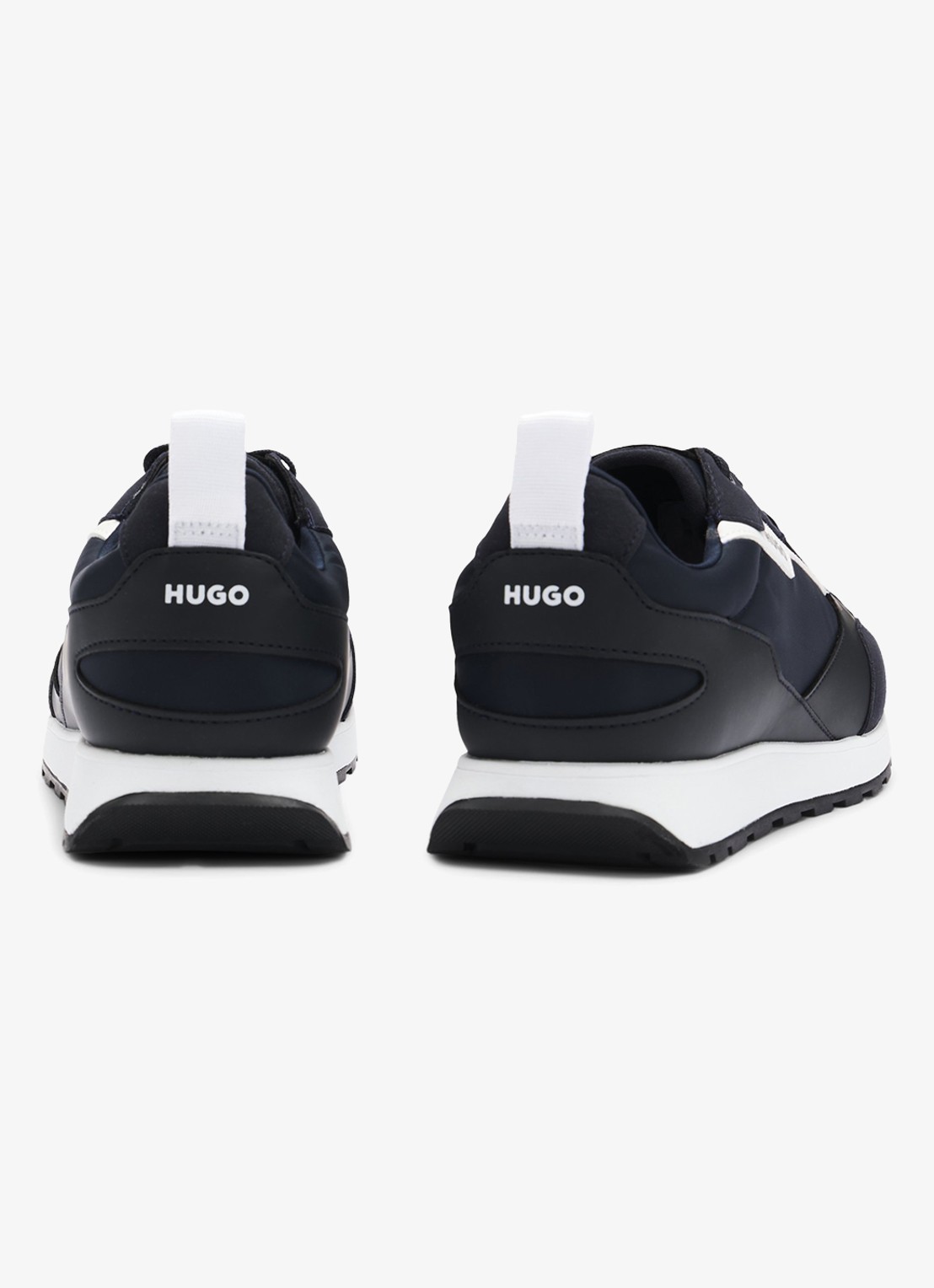HUGO Icelin Runn sneaker met suède details - achterkant donkerblauw