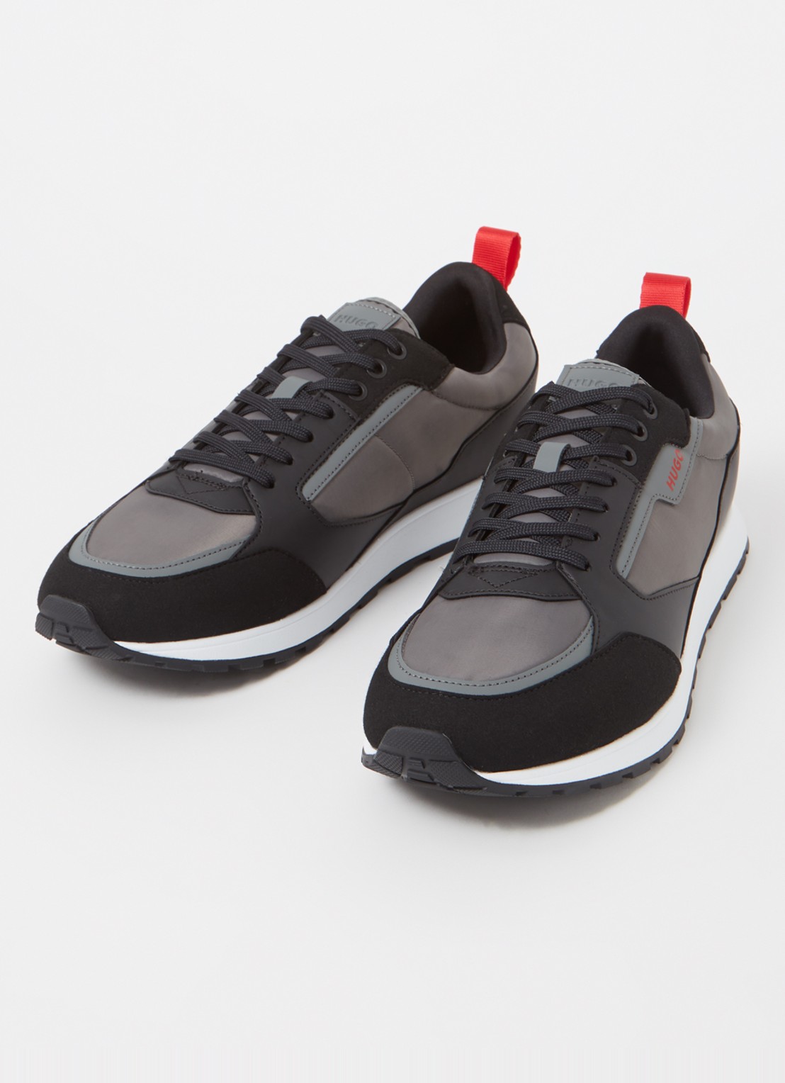 HUGO Icelin Runn sneaker met suède details - detail 2 grijs