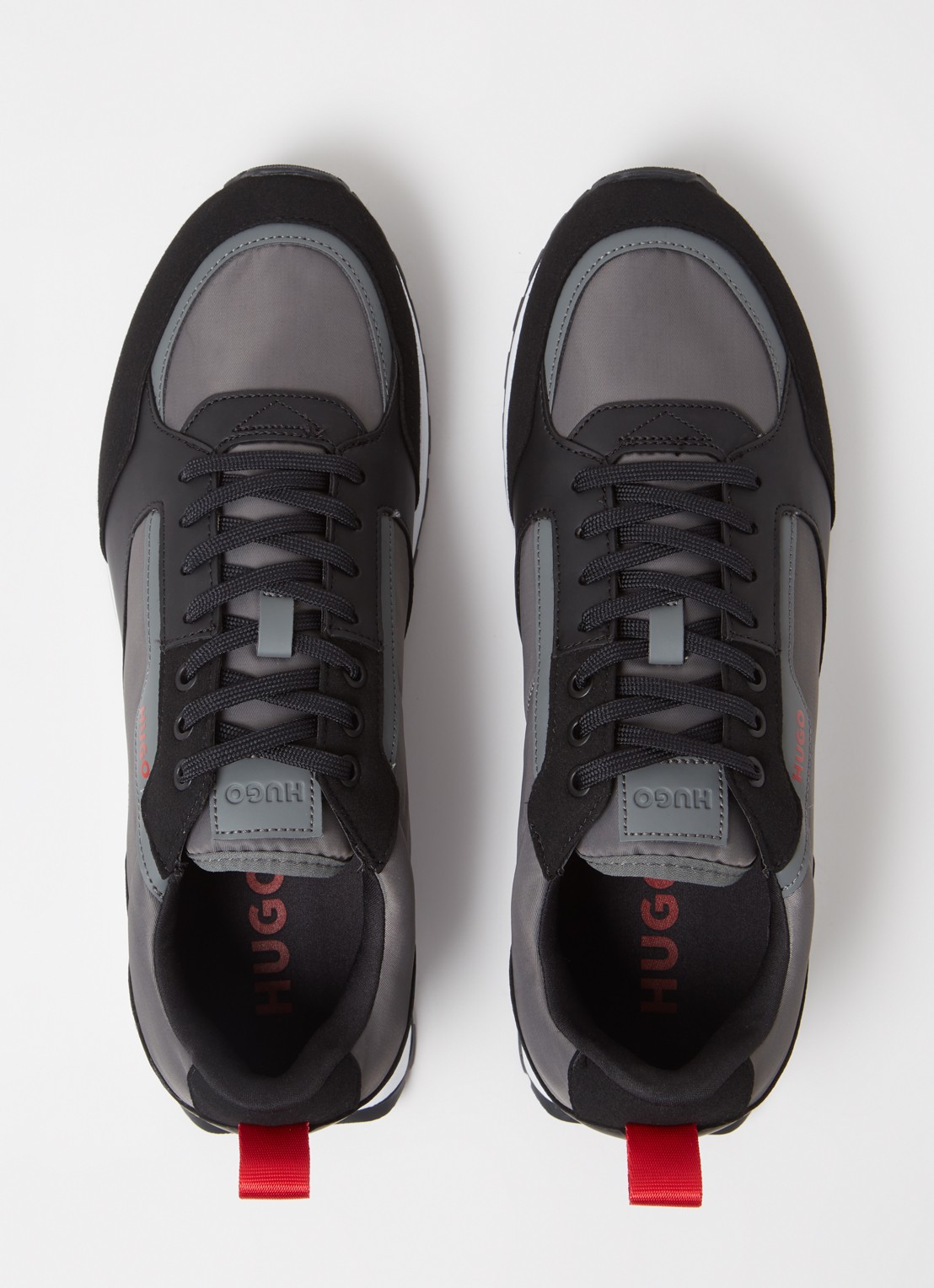 HUGO Icelin Runn sneaker met suède details - detail 3 grijs