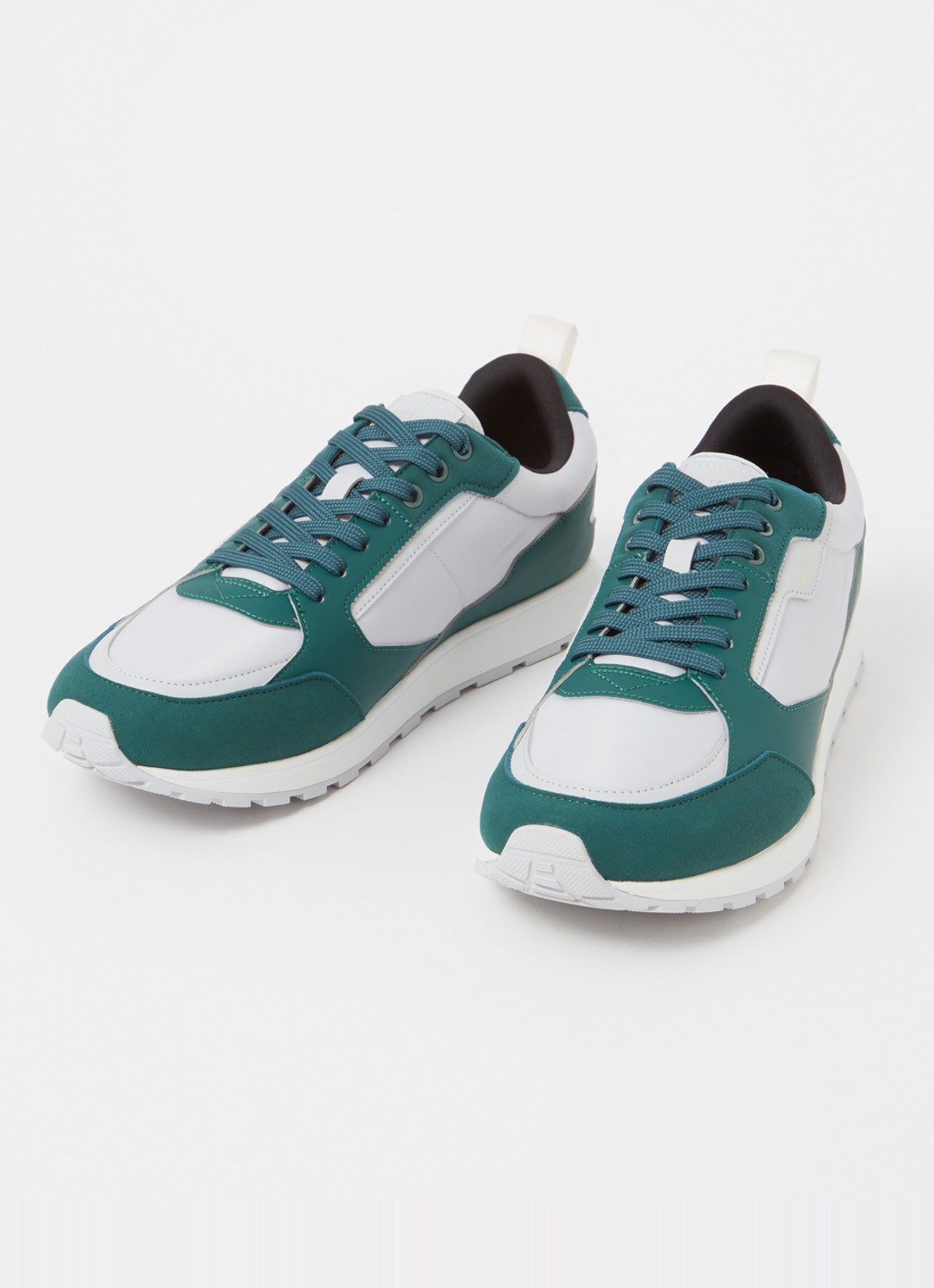 HUGO Icelin Runn sneaker met suède details - detail groen