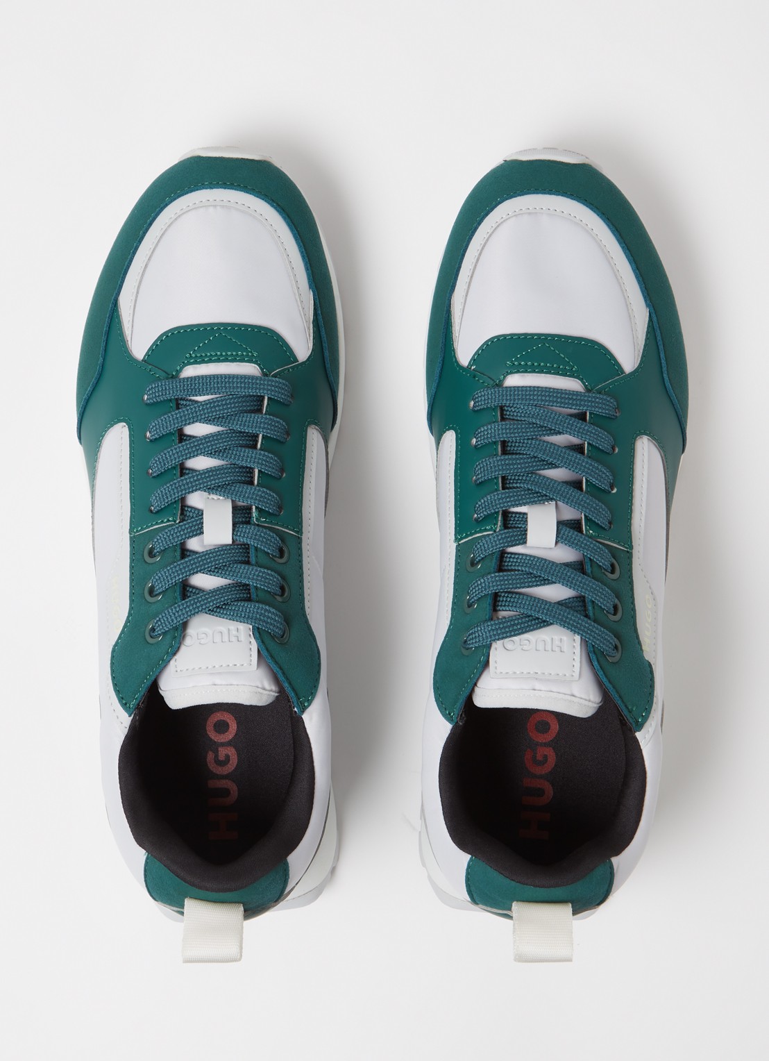 HUGO Icelin Runn sneaker met suède details - detail 2 groen