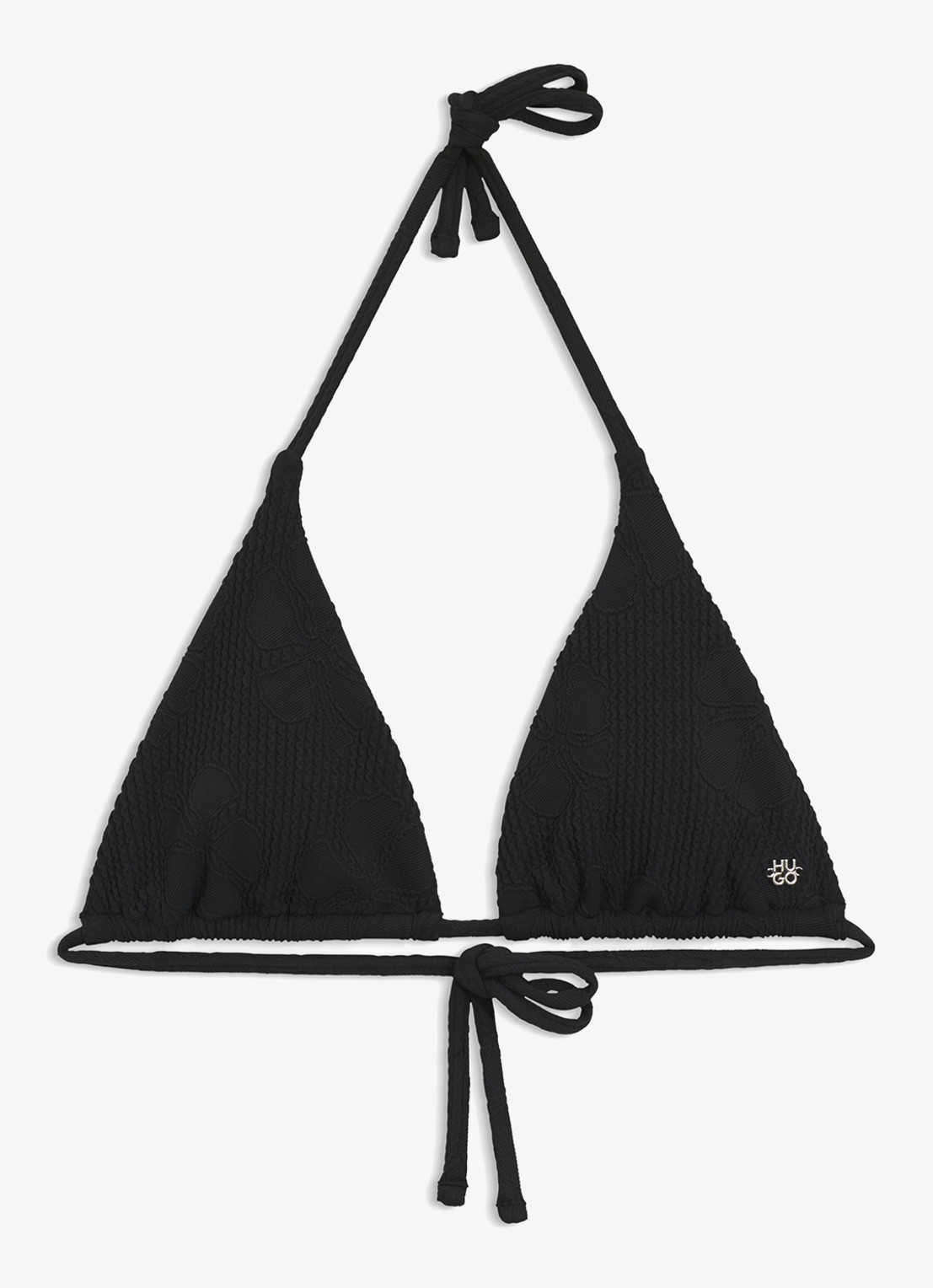 HUGO Jacquard bikinitop met logo - voorkant zwart