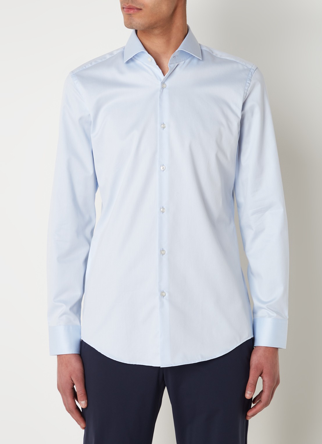 HUGO Kason slim fit overhemd - detail 4 lichtblauw