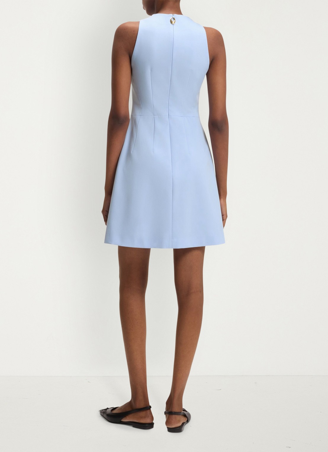 HUGO Kelila mini jurk met V-hals - achterkant open blue-476 / blauw
