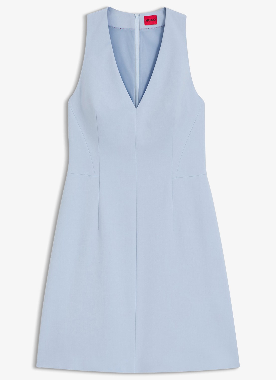 HUGO Kelila mini jurk met V-hals - voorkant 5 open blue-476 / blauw