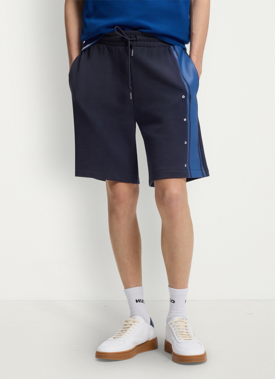HUGO Korte broek van katoen - detail 4 donkerblauw