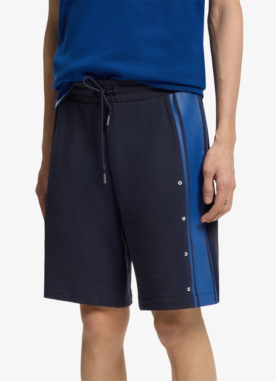 HUGO Korte broek van katoen - detail 5 donkerblauw