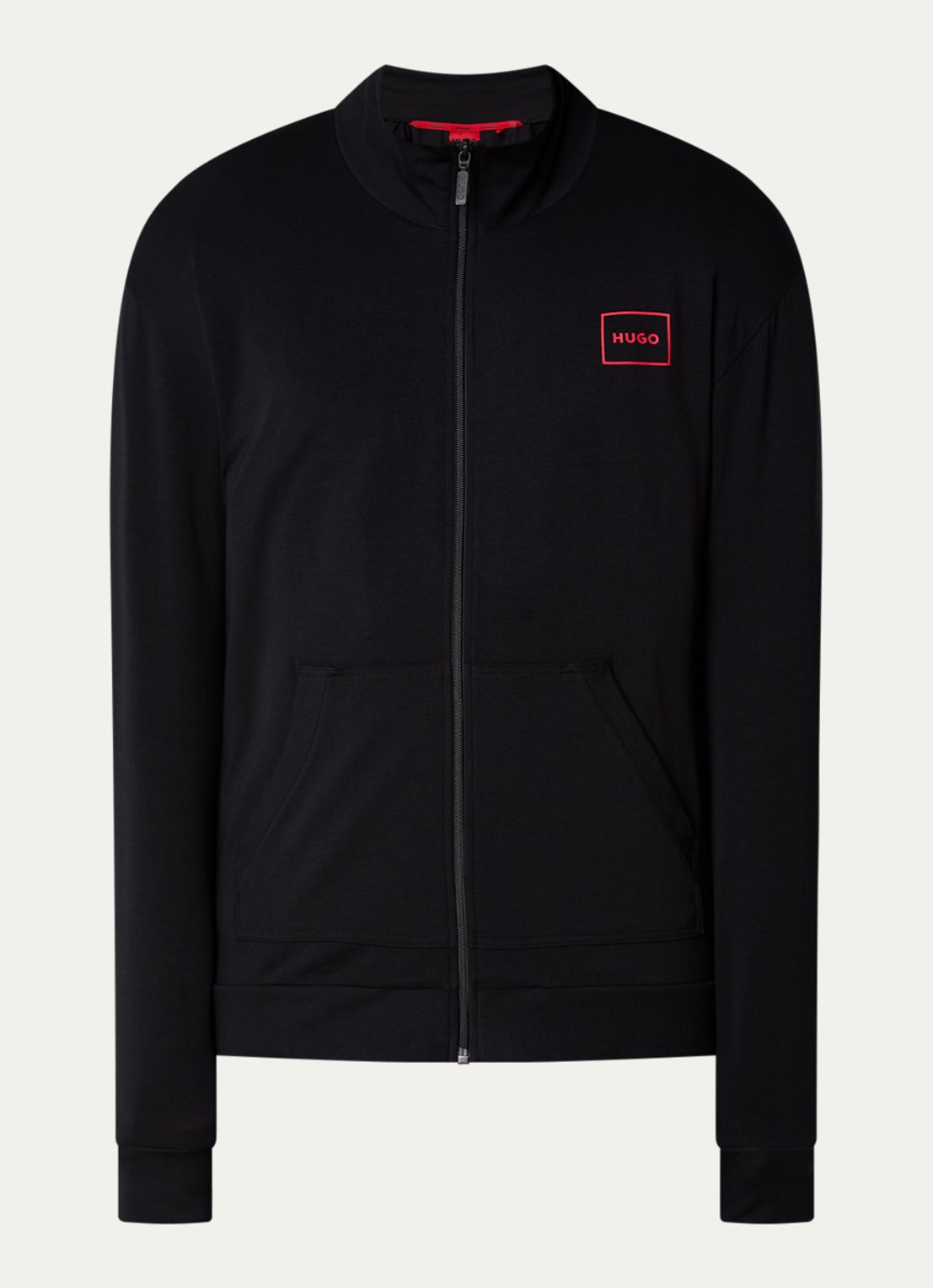 HUGO Laze sweatvest met logo - voorkant 2 zwart