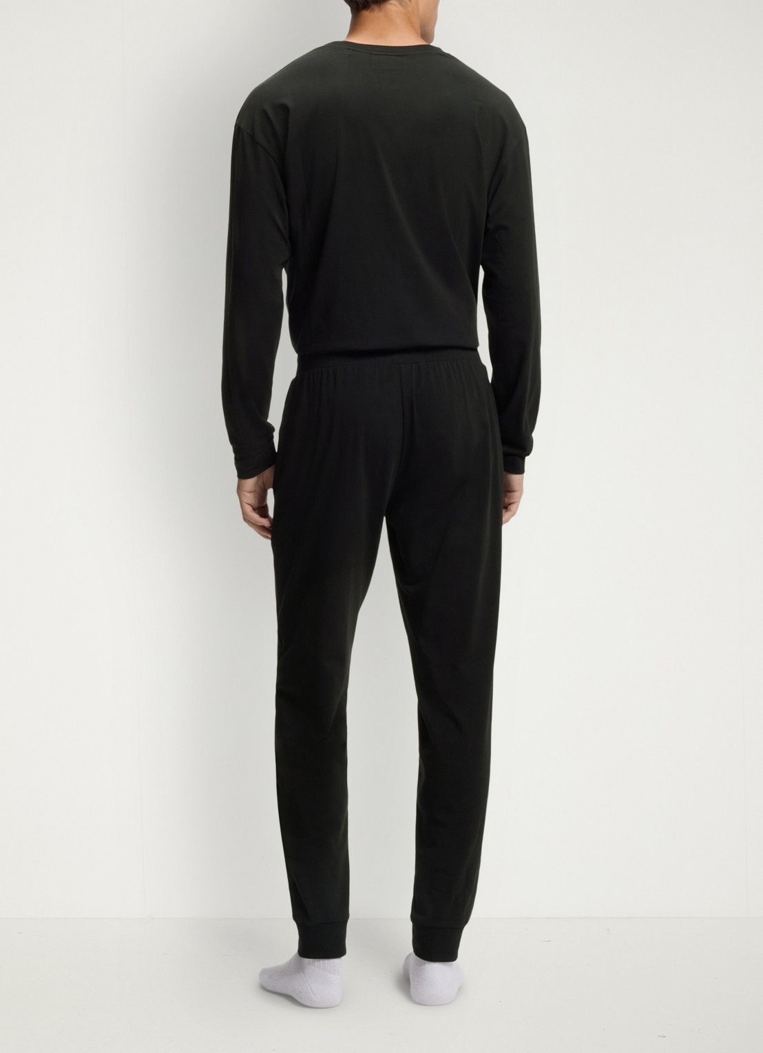 HUGO Laze tapered fit loungebroek met logo - achterkant zwart