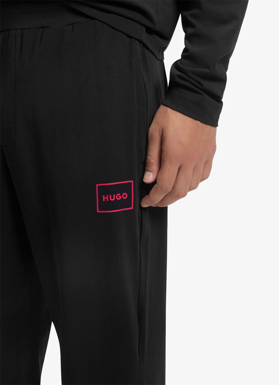 HUGO Laze tapered fit loungebroek met logo - detail 7 zwart