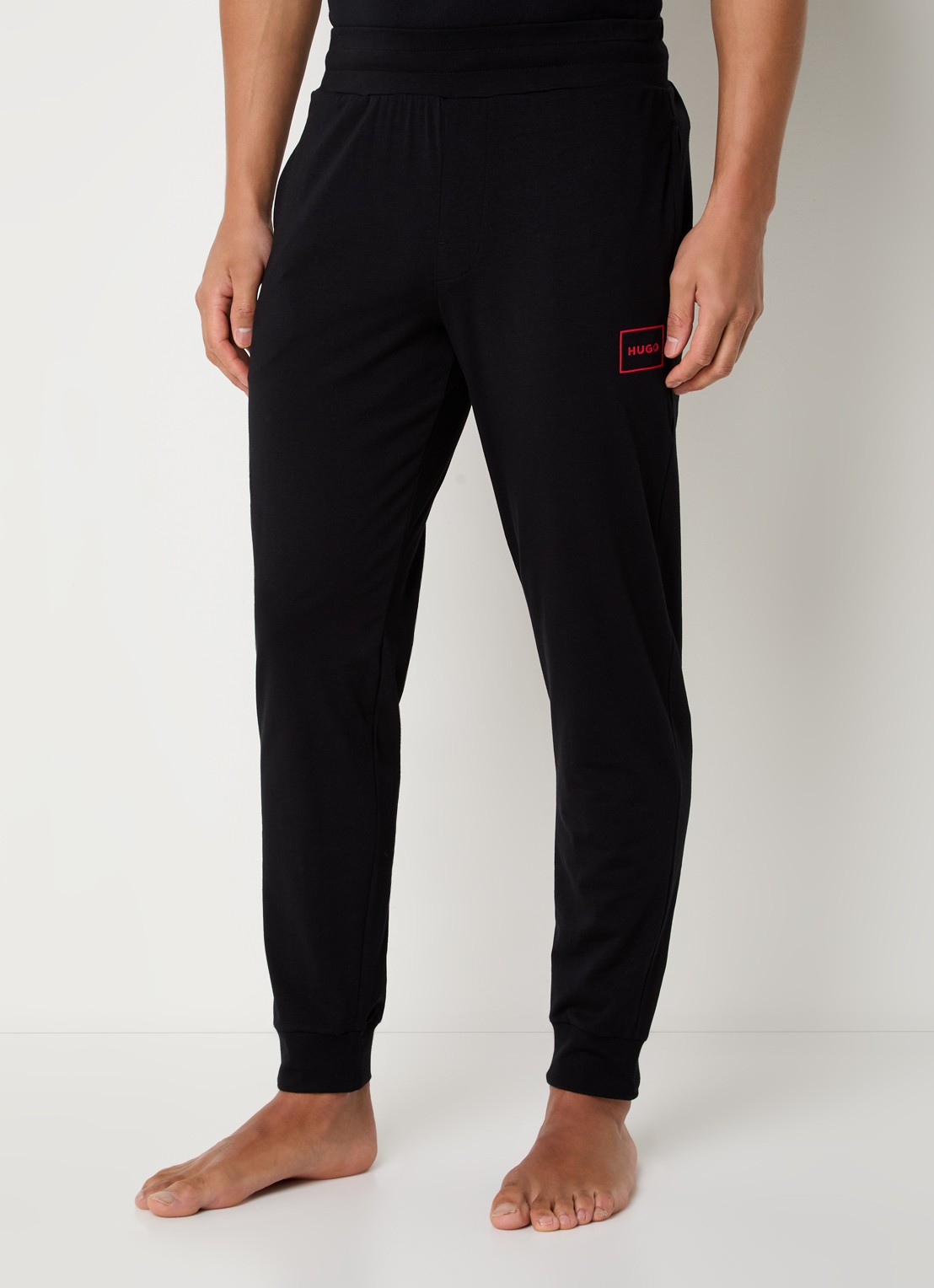 HUGO Laze tapered fit loungebroek met logo - detail 8 zwart